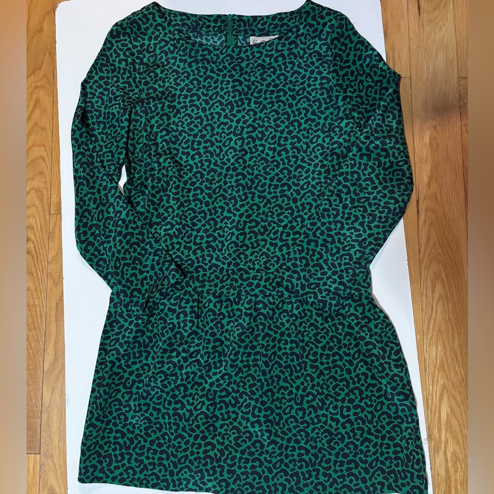SEA New York green leopard print silk dress